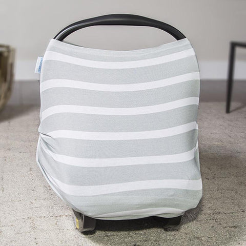 Gray Stripes - 2 in 1 Baby Car Seat Canopy and Breast Feeding Nursing Cover