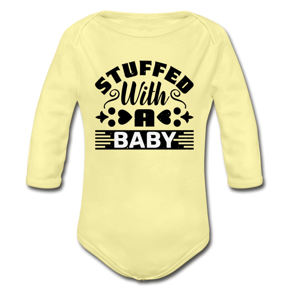 Stuffed with a Baby Organic Long Sleeve Baby Bodysuit - washed yellow