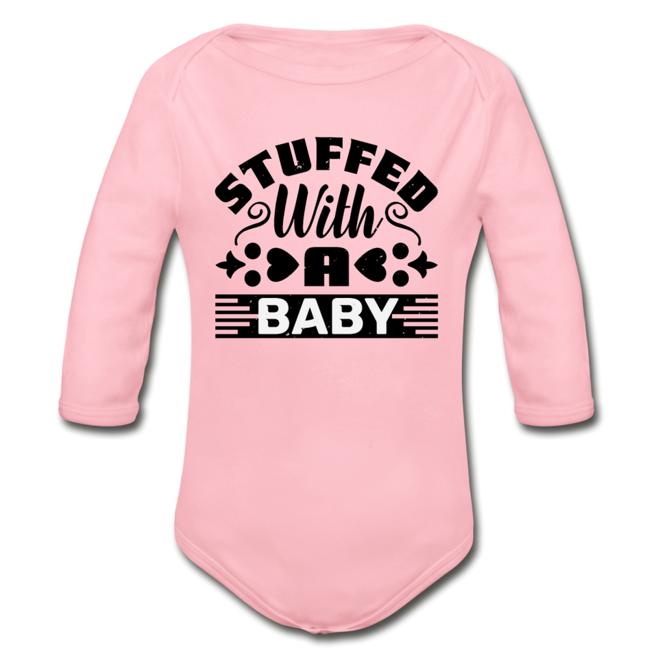 Stuffed with a Baby Organic Long Sleeve Baby Bodysuit - light pink