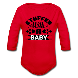 Stuffed with a Baby Organic Long Sleeve Baby Bodysuit - red