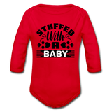 Stuffed with a Baby Organic Long Sleeve Baby Bodysuit - red