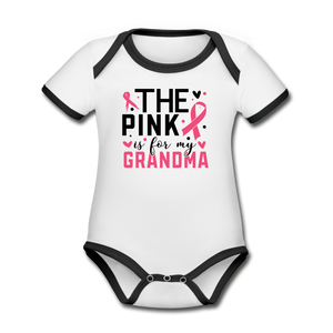 The Pink is for My Grandma Organic Short Sleeve Baby Bodysuit - white/black