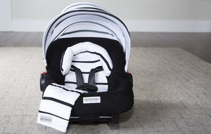 Black Stripes - Car Seat Canopy 5 Pc Whole Caboodle Baby Infant Car Seat Cover Kit