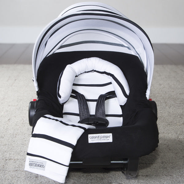 Black Stripes - Car Seat Canopy 5 Pc Whole Caboodle Baby Infant Car Seat Cover Kit