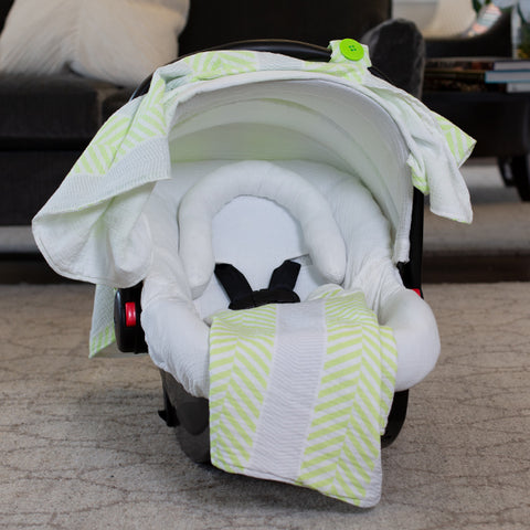 Lucas Muslin - Car Seat Canopy 5 Pc Whole Caboodle Baby Infant Car Seat Cover Kit with Minky Fabric