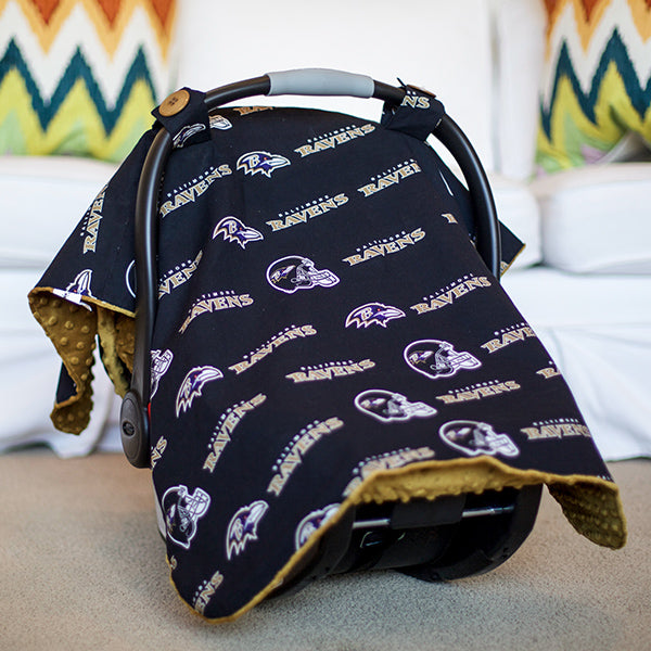 Baltimore Ravens - 2 in 1 Baby Car Seat Canopy and Breast Feeding Nursing Cover