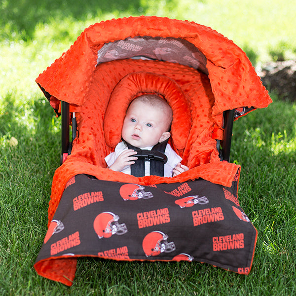 Cleveland Browns - Carseat Canopy 5 Pc Whole Caboodle Baby Infant Car Seat Cover Kit with Minky Fabric