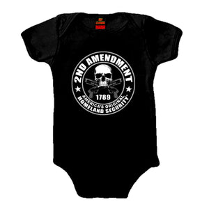Black Biker Baby 2nd Amendment America's Original Homeland Security Baby Bodysuit