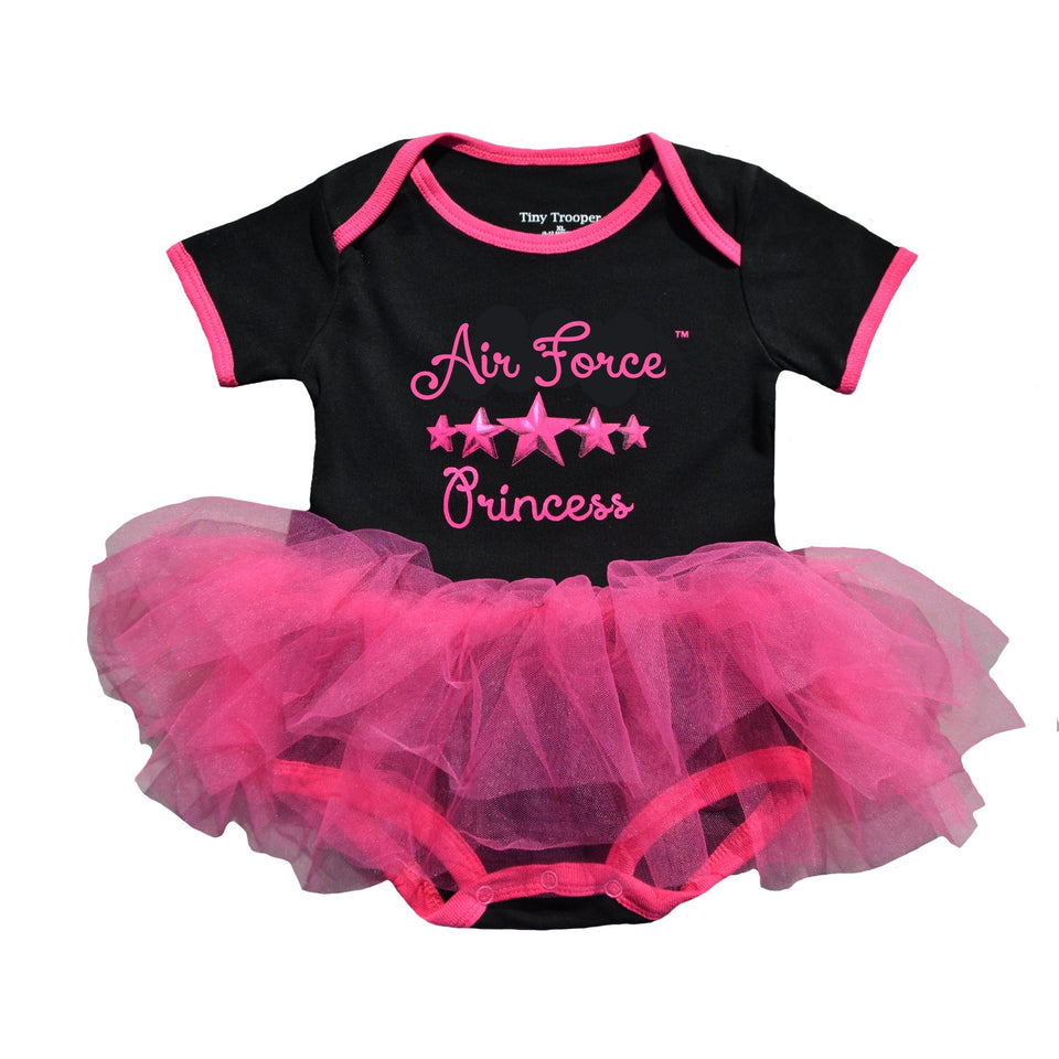 Pink and Black Air Force Princess Baby Tutu Bodysuit