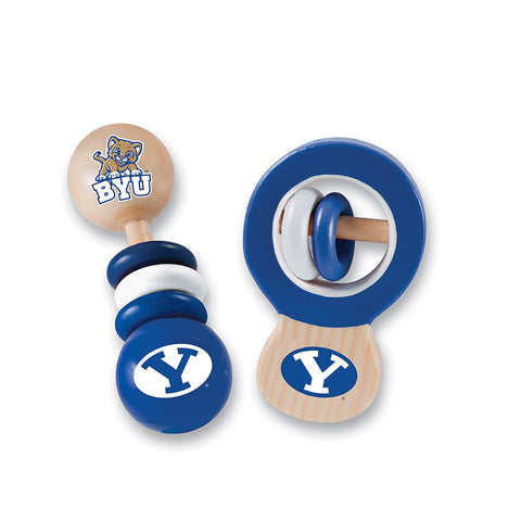 BYU Cougars 2 Pack Wood Baby Rattles