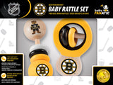 Boston Bruins 2 Pack Wood Baby Rattles