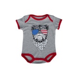 Patriot Bulldog Flag Glasses Baby Bodysuit