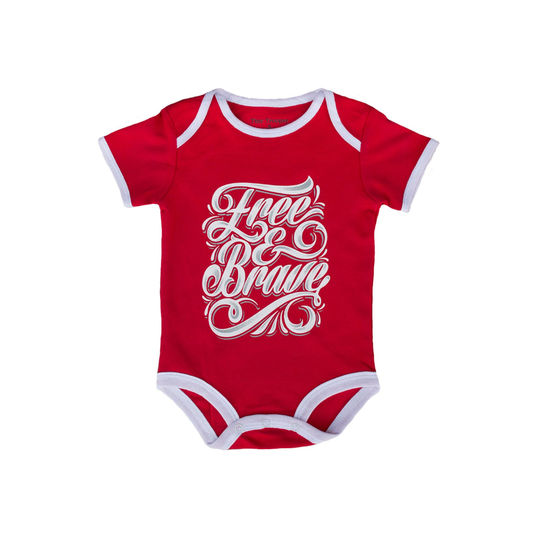 Bright Red Free and Brave Baby Bodysuit
