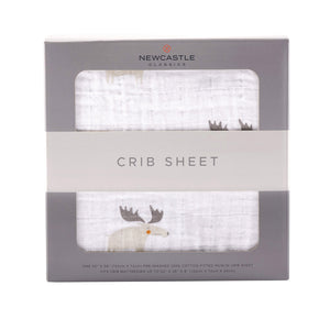 Mister Moose Cotton Muslin Crib Sheet