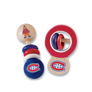 Montreal Canadiens 2 Pack Wood Baby Rattles