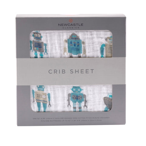 Robot Cotton Muslin Crib Sheet