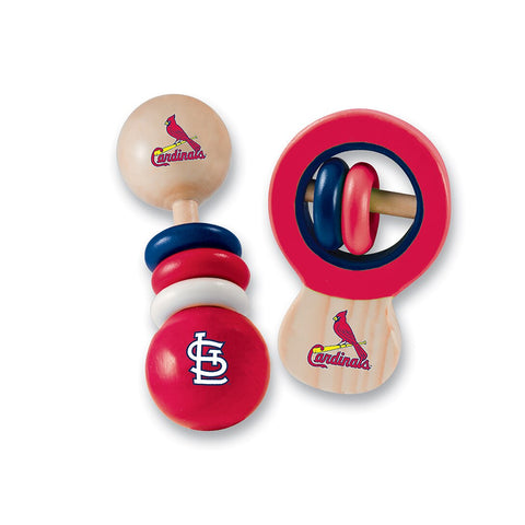 St. Louis Cardinals 2 Pack Wood Baby Rattles