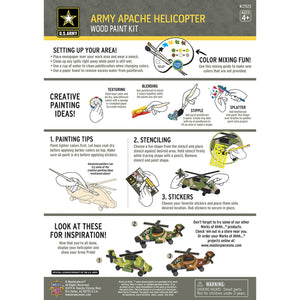 U.S. Army Licensed Apache Helicopter Wood Craft DIY Paint Kit