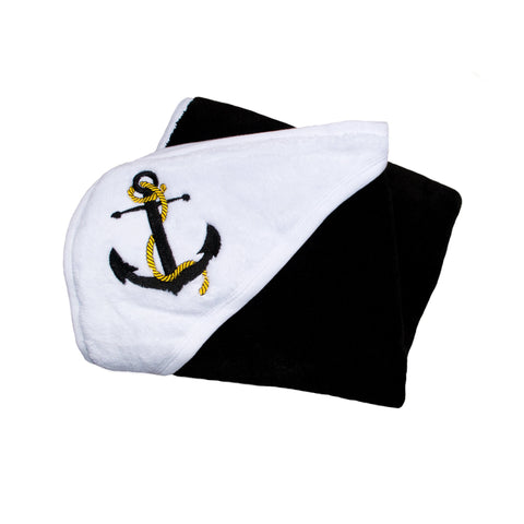 Plush Black and White Navy Baby Blanket