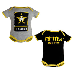 Army Black & Grey Bodysuits 2pk-justbabywear