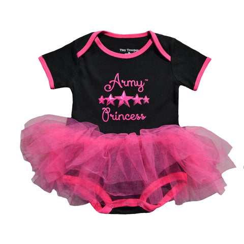 Pink and Black Army Princess Baby Tutu Bodysuit