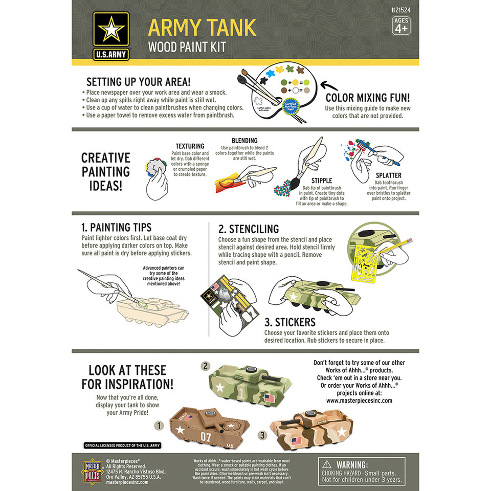 U.S. Army Licensed Tank Wood Craft DIY Paint Kit