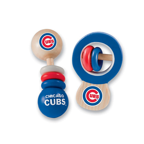 Chicago Cubs 2 Pack Wood Baby Rattles
