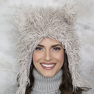 Gray Cat Faux Fur Eskimo Hat for Infants & Toddlers
