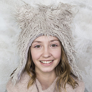 Gray Cat Faux Fur Eskimo Hat for Infants & Toddlers
