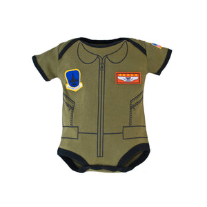 Green Military Flight Suit Baby Bodysuit
