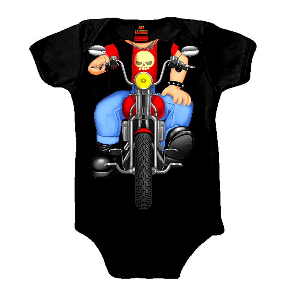 Black Biker Baby Headless Boy Bodysuit