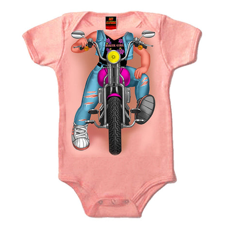 Pink Biker Baby Headless Girl Bodysuit