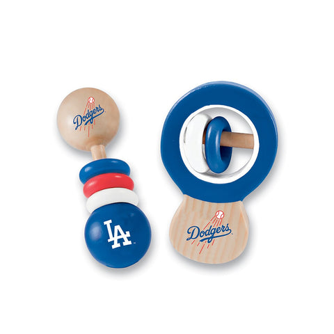 Los Angeles Dodgers 2 Pack Wood Baby Rattles