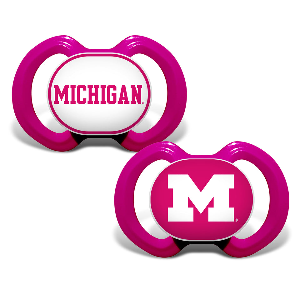 University of Michigan Gen. 3000 Pacifier 2-Pack -  Pink