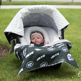 New York Jets - Carseat Canopy 5 Pc Whole Caboodle Baby Infant Car Seat Cover Kit w/ Minky Fabric with Minky Fabric