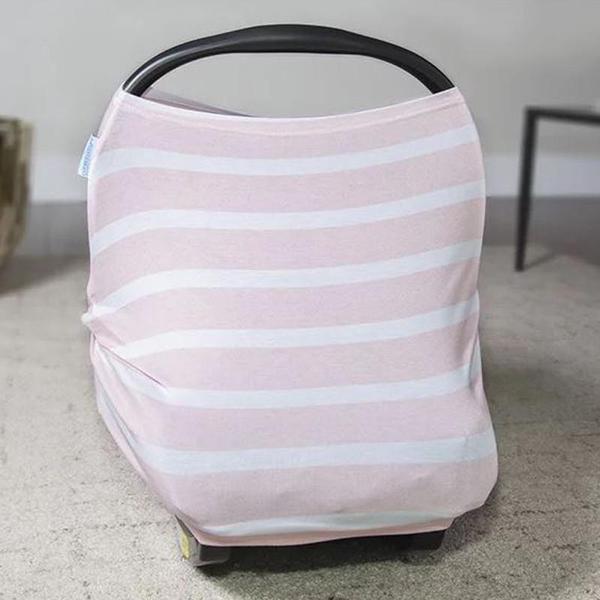 Pink Stripes - 2 in 1 Baby Car Seat Canopy and Breast Feeding Nursing Cover