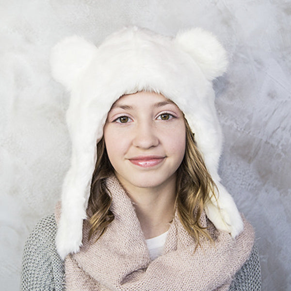 Polar Bear Faux Fur Eskimo Hat for Infants & Toddlers