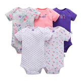 5 Pieces Assorted Newborn Baby Bodysuits Set for Baby Girls & Boys