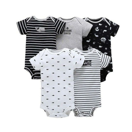 5 Pieces Assorted Newborn Baby Bodysuits Set for Baby Girls & Boys