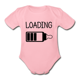 Organic Short Sleeve Baby Bodysuit "Loading" - light pink