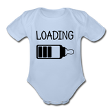 Organic Short Sleeve Baby Bodysuit "Loading" - sky