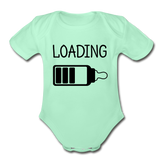 Organic Short Sleeve Baby Bodysuit "Loading" - light mint