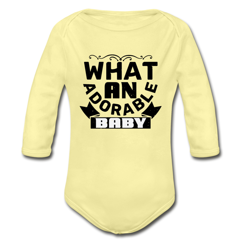 What an Adorable Baby Organic Long Sleeve Baby Bodysuit - washed yellow