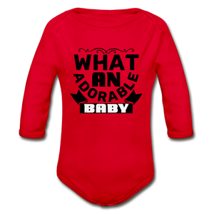What an Adorable Baby Organic Long Sleeve Baby Bodysuit - red