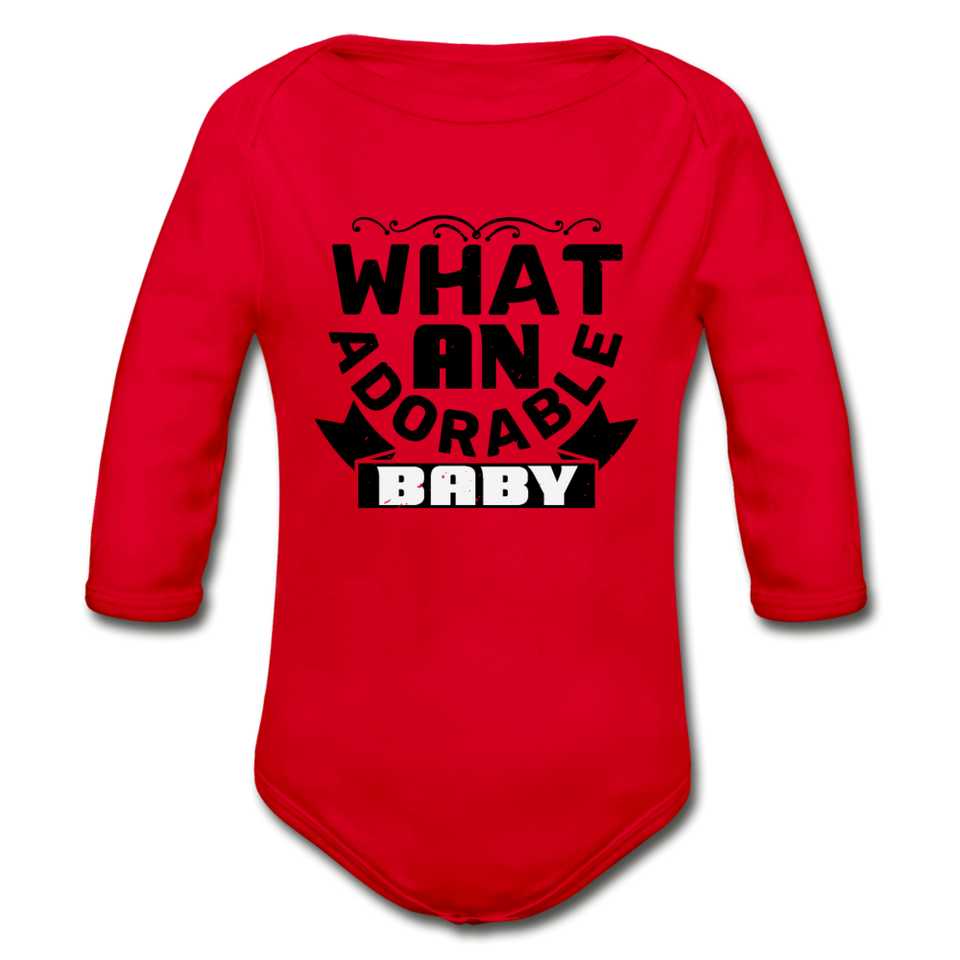 What an Adorable Baby Organic Long Sleeve Baby Bodysuit - red