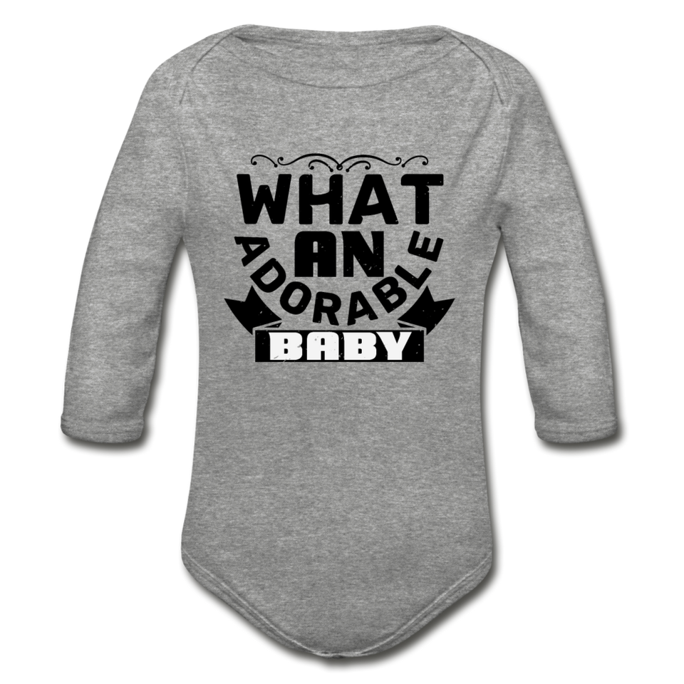 What an Adorable Baby Organic Long Sleeve Baby Bodysuit - heather gray