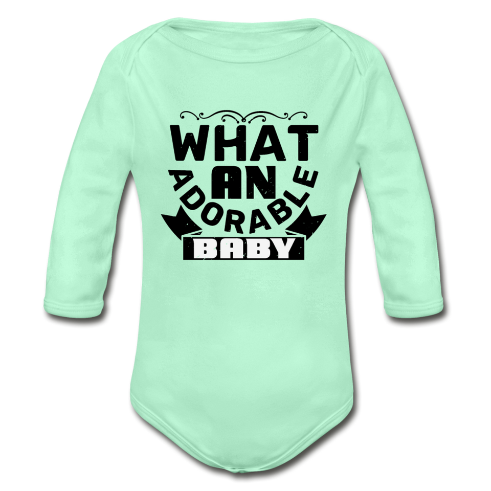 What an Adorable Baby Organic Long Sleeve Baby Bodysuit - light mint