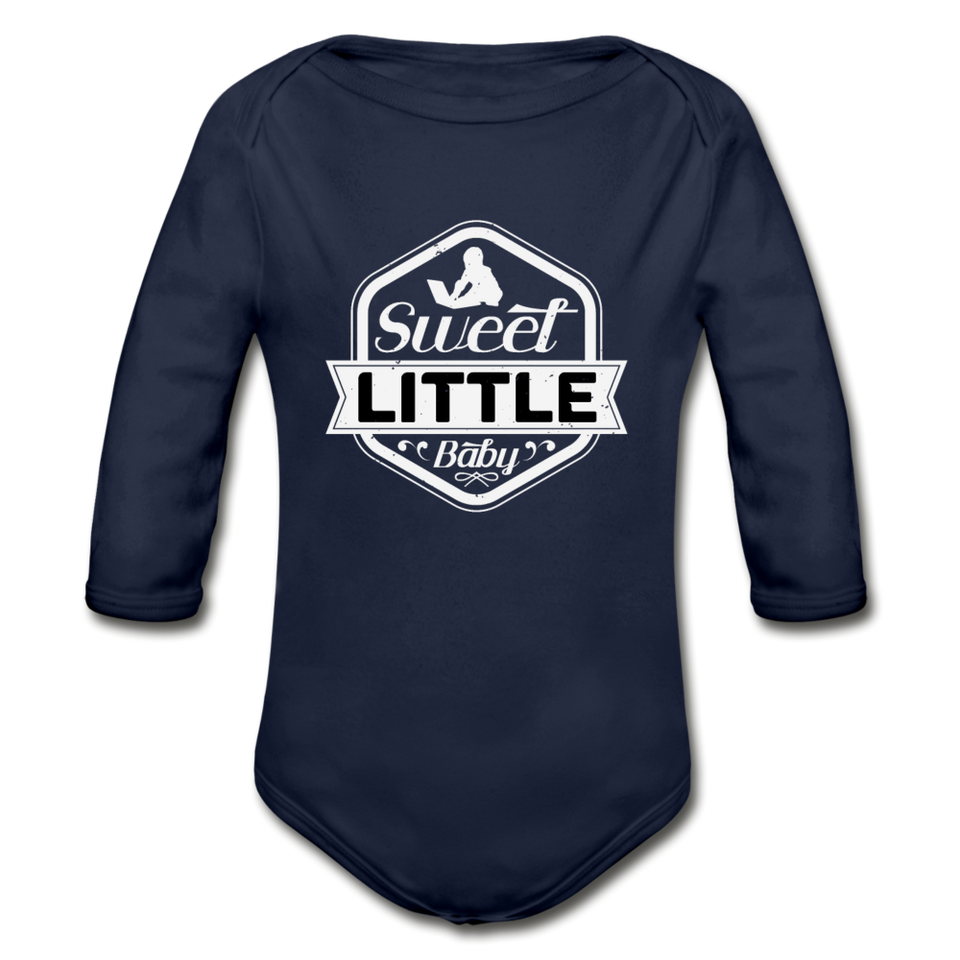 Sweet Little Baby Organic Long Sleeve Baby Bodysuit - dark navy