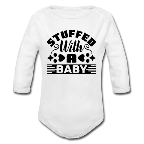 Stuffed with a Baby Organic Long Sleeve Baby Bodysuit - white