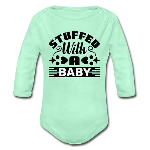 Stuffed with a Baby Organic Long Sleeve Baby Bodysuit - white